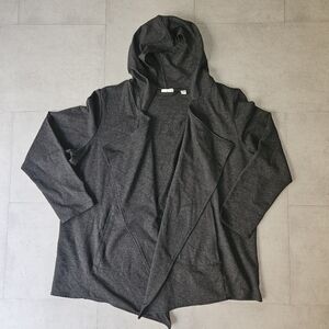 Pure J Jill Open Front Hooded Cardigan Draped Waterfall Front Pima Cotton XL